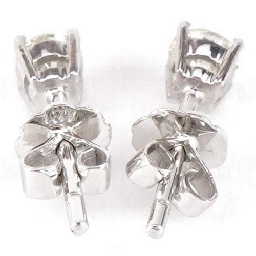 3227 - A pair of 18ct white gold diamond solitaire stud earrings, total diamond weight approximately 0.40 c... 