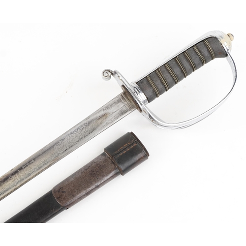 2506 - A British military 19th century 1827 pattern rifle officer's sword with shagreen grip, 98cm in lengt... 