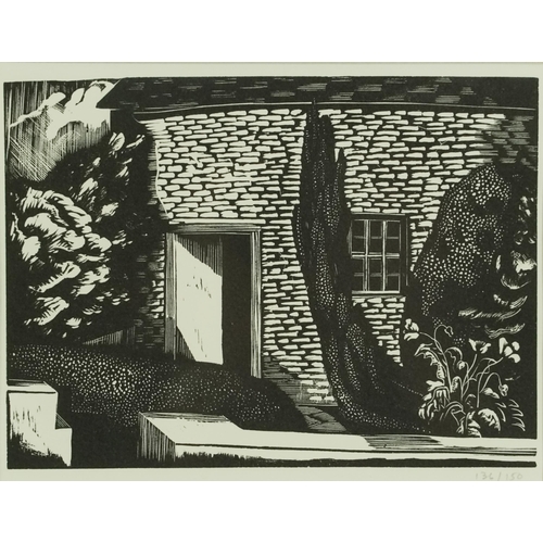 1591 - John Nash - A Cottage in Gloucestershire, early 20th century British School, wood engraving, printed... 