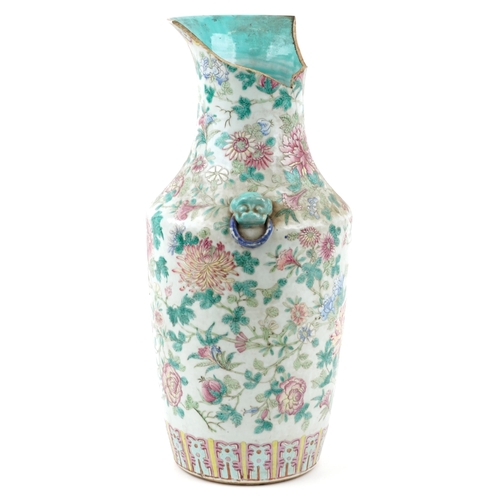 37 - A Chinese Canton famille rose porcelain vase, 19th century, with overall floral design, 47cm high.