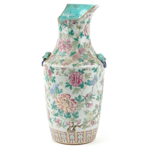 37 - A Chinese Canton famille rose porcelain vase, 19th century, with overall floral design, 47cm high.