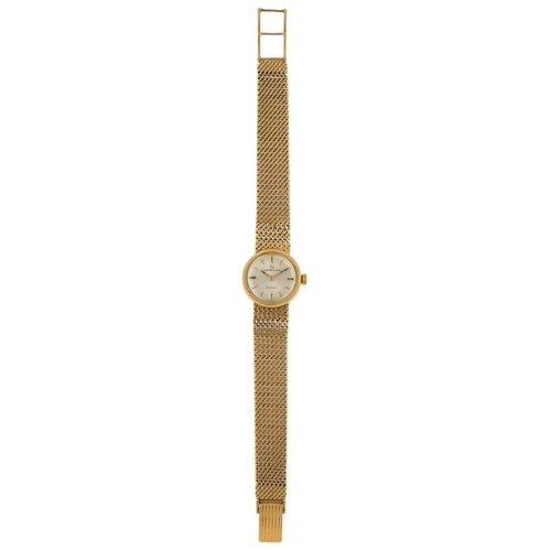 3020 - Eterna-matic, a ladies 9ct gold manual wind wristwatch with 9ct gold strap, the case 20mm in diamete... 