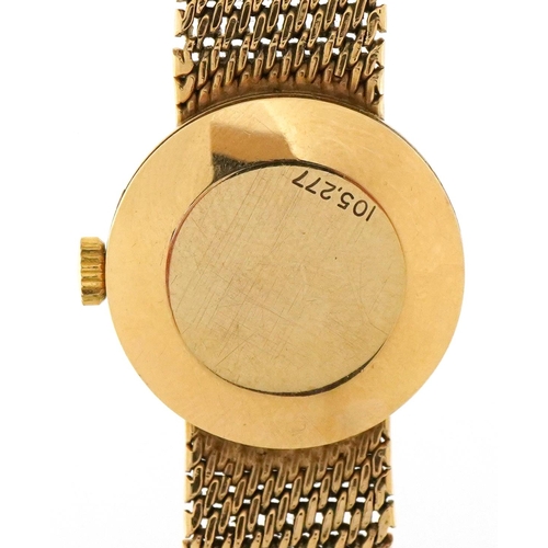 3020 - Eterna-matic, a ladies 9ct gold manual wind wristwatch with 9ct gold strap, the case 20mm in diamete... 