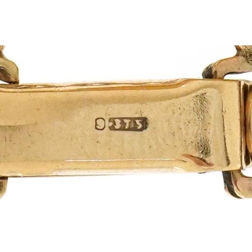 3028 - Olma, a ladies 9ct gold manual wind wristwatch with 9ct gold strap, the case 15mm wide, total weight... 