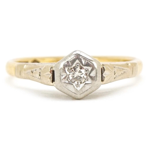 3134 - An 18ct gold diamond solitaire ring, size L, 2.5g.