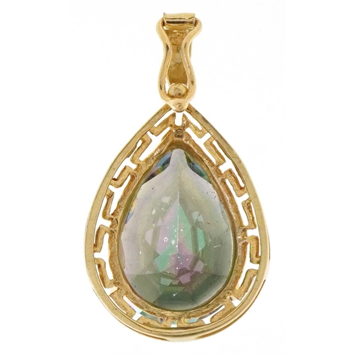 3148 - A 14ct gold rose quartz teardrop pendant, 2.5cm high, 2.2g.