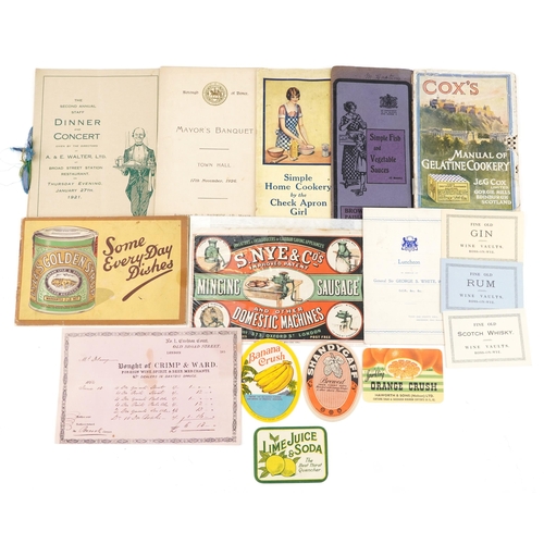 2278 - A small collection of early 20th century recipe books and menus.