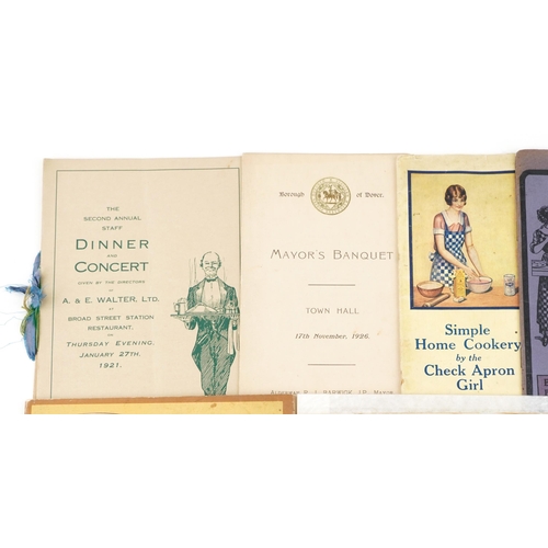 2278 - A small collection of early 20th century recipe books and menus.