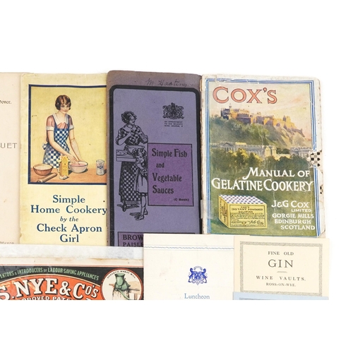 2278 - A small collection of early 20th century recipe books and menus.