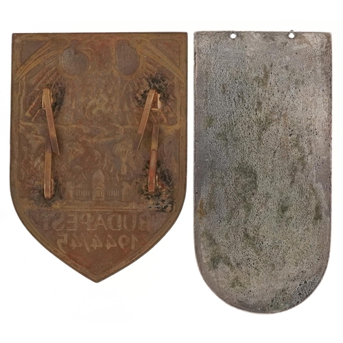 2489 - Two German military interest shield badges - Lorient and Budapest.