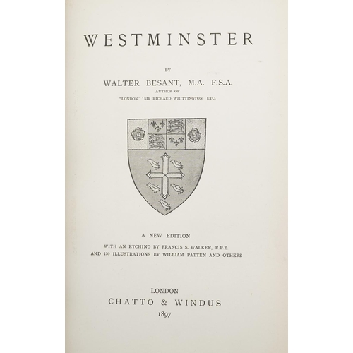 2334 - Westminster by Walter Besant, M.A., F.S.A, published by Chatto & Windus, circa 1897, brown leather b... 