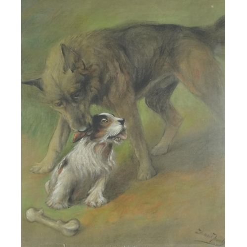 1449 - Fannie Moody (1861-1948) - Old Pals, late 19th/early 20th century British school pastel on paper, si... 