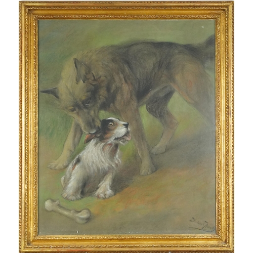 1449 - Fannie Moody (1861-1948) - Old Pals, late 19th/early 20th century British school pastel on paper, si... 