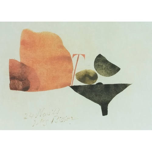 1500 - Julius Bissier - Abstract, late 20th century colour print, framed, 38cm x 49cm.