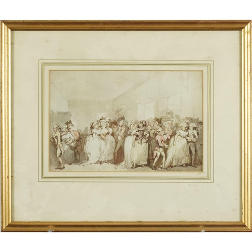 1526 - Thomas Rowlandson - Box-Lobby Loungers, 20th century print, framed, 15cm x 24cm.