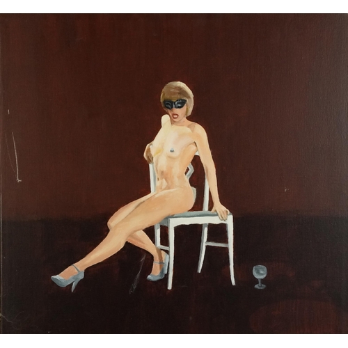 1494 - Full length female nude, 20th century oil on canvas, framed, 71cm x 76cm.