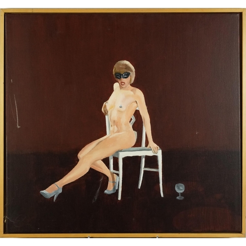 1494 - Full length female nude, 20th century oil on canvas, framed, 71cm x 76cm.