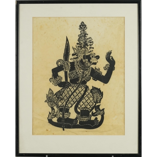 316 - A set of three Indian prints on paper, early 20th century, depicting deities, each framed and glazed... 