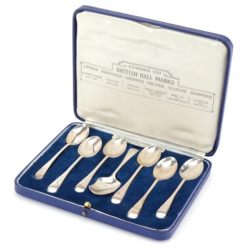 588 - A cased set of six Edward VIII silver teaspoons, each with a different regional  hallmark, London, B... 