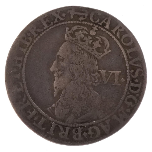 2193 - A Charles I 1625-1649 hammered silver sixpence, 25mm in diameter, 2.8g.