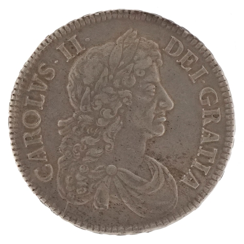 2190 - A Charles II 1679 silver crown with raised lettering to the edge, condition very to extremely fine, ... 