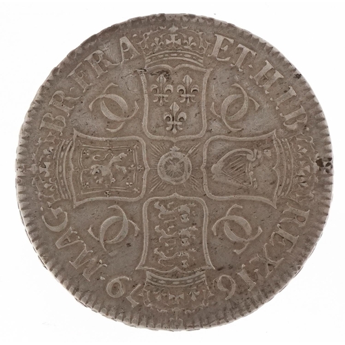 2190 - A Charles II 1679 silver crown with raised lettering to the edge, condition very to extremely fine, ... 