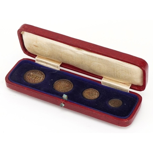 2173 - A George V silver maundy set comprising four coins dated 1923, housed in original presentation box, ... 