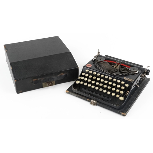 A vintage Remington portable typewriter.