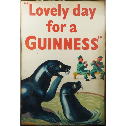 2319 - An early 20th century 'Lovely Day for a Guinness' lithographic colour advertising poster, 152cm x 10... 