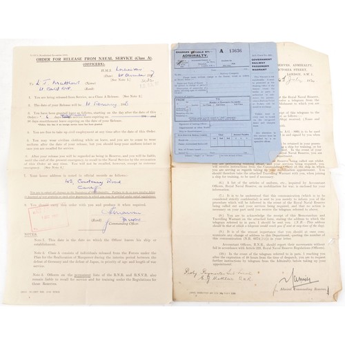 2360 - World War II naval militaria relating to Lieutenant Commander Edgar James Matthews including medal g... 