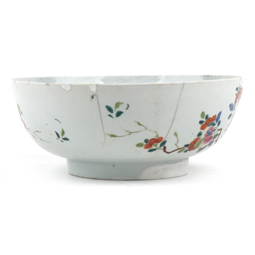 222 - A Chinese famille rose porcelain bowl, 18th century, with hand painted decoration, 23cm in diameter.