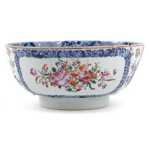 33 - A Chinese famille rose porcelain bowl, 18th century, with hand painted decoration, 23cm in diameter.