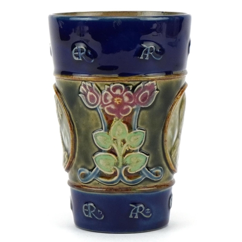 211 - A Royal Doulton Queen Alexandra & Edward VII commemorative stoneware beaker, 12.5cm high.