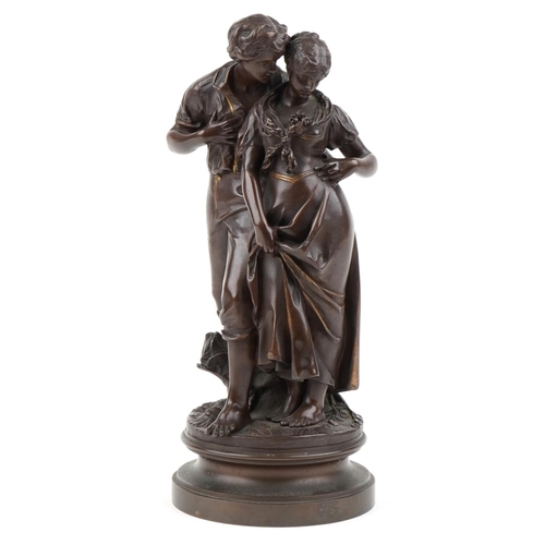 1 - After Luca Madrassi, patinated bronze study of an embracing couple, the base stamped Tiffany & Co., ... 