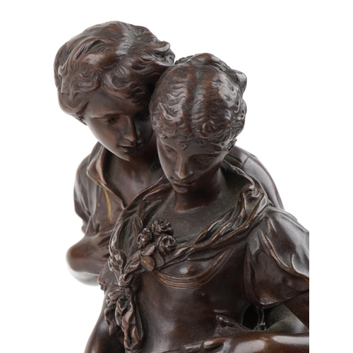  After Luca Madrassi, patinated bronze study of an embracing couple, the base stamped Tiffany & Co., ... 