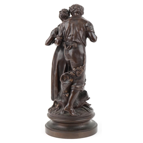  After Luca Madrassi, patinated bronze study of an embracing couple, the base stamped Tiffany & Co., ... 