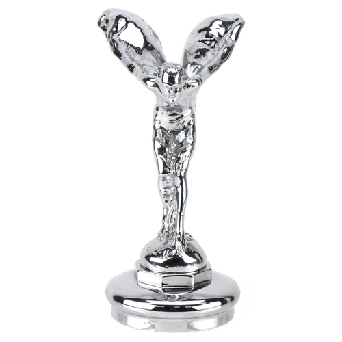 1382 - A vintage Rolls Royce chrome Spirit of Ecstasy car mascot by By Charles Sykes, 14cm high.