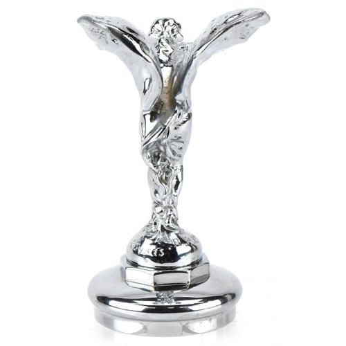  A vintage Rolls Royce chrome Spirit of Ecstasy car mascot by By Charles Sykes, 14cm high.