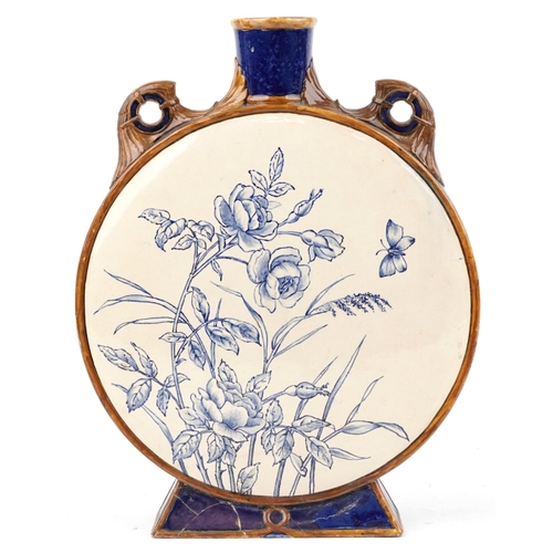  A 19th century Minton stoneware moon flask with hand painted decoration, bearing registration mark 1... 