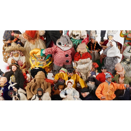 1161 - A large collection of 20th century dolls and puppets, various makers and designs, variously sized.