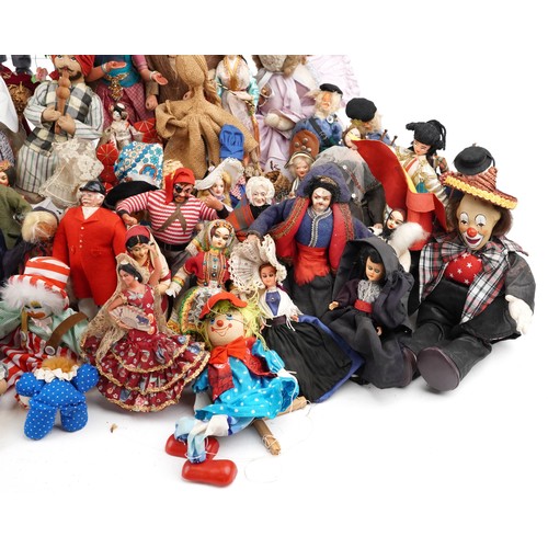 1161 - A large collection of 20th century dolls and puppets, various makers and designs, variously sized.