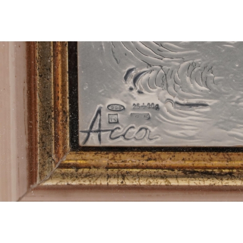 638 - An Italian Art Nouveau style silver plaque by Studio Acca, the panel decorated with a female nude ba... 