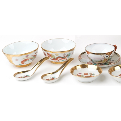 2596 - Two Chinese eggshell porcelain part tea services, 20th century, each with hand painted decoration.