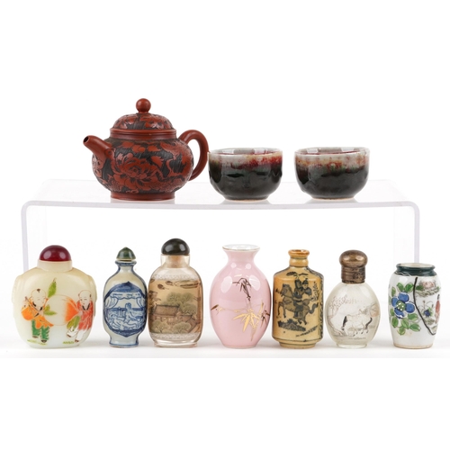 1616 - A small group of various Chinese Snuff bottles, including two inside painted examples, 20th century,... 