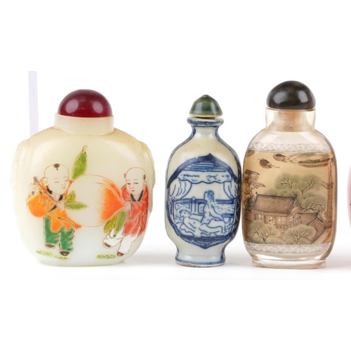 1616 - A small group of various Chinese Snuff bottles, including two inside painted examples, 20th century,... 