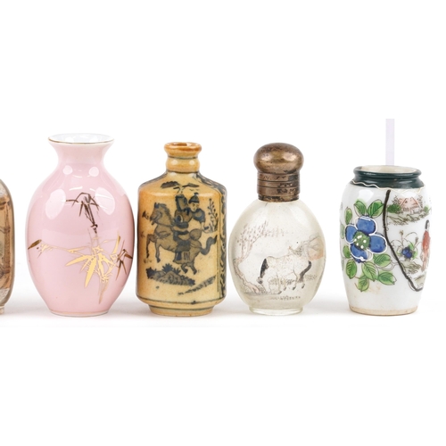 1616 - A small group of various Chinese Snuff bottles, including two inside painted examples, 20th century,... 