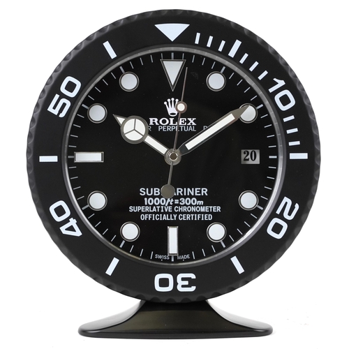 1624 - A Rolex Submariner design dealer's display desk clock, 28cm high.