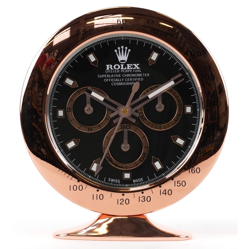 2555 - A Rolex Daytona design dealer's display desk clock, 28cm high.