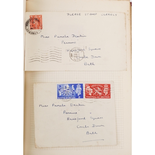 1329 - A red stamp album containing 19th century and later British and world stamps including China, France... 