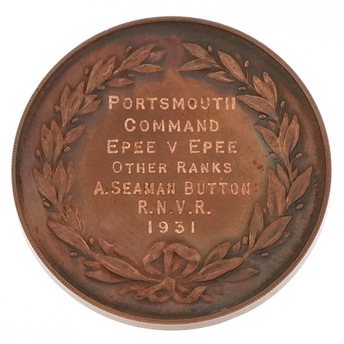 1466 - A bronze Royal Tournament presentation medal, Portsmouth Command, presented to A. Seaman Button, R.N... 